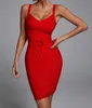 Bandage Dress the New Multi-Color V-Neck Halter Fashion Belt Tight Bandage Dress T231129