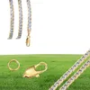 4mm Flat Hammered Curb Cuban Necklace Bracelet Gold Mix Silver Color for Women Men Jewelry Set GN64A2187809