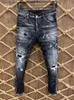 Herenjeans Geperforeerd Elastisch Wassen Kleine Voeten Strak Zwart Grijs 383 Jeans Heren- en Damesbroek maat Jeans 44--54 L231129