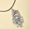 Pendant Necklaces Vintage Silver Color Big Leaf Necklace For Women Men Black Rope Chain Choker Jewelry Gift Wholesale 13591