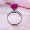 Wedding Rings Classic Ruby Diamond Ring 100 Real 925 Sterling Silver Party Band for Women Men Engagement Jewelry Gift 231128