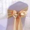 Skrzydła 50pcs ślub satynowy krzesło Sashes Ribbon Organza krawat na wesele bankiet impreza