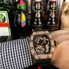Ontwerper Ri mliles Luxe horloges Automatisch mechanisch horloge Richa Milles Zwitsers uurwerk Saffierspiegel Geïmporteerde rubberen horlogeband Heren sportmerkhorloges FAWC