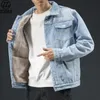 Herren Jacken Männer Hellblau Winter Jean Oberbekleidung Warme Denim Mäntel Große Wolle Liner Dicker Size4XL 231129