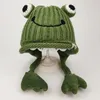 Beanie/Skull Caps Parent-child Cute Frog Hat Autumn and Winter Warm Knitted Wool Hat Bonnets for Women and Men Cartoon Fisherman Caps 231128