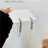 Stud New Asymmetry Long Chain Tassel Dangle Earrings For Women Simple Metal Non-allergic Ear Pin Earrings Charm Jewelry YQ231128