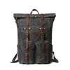 Backpack Men Large Capacity Leather Canvas Backpacks Rucksack School Bags For Teenage Waterproof Daypack Laptop Shoulder