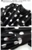 2023 Summer Black Polka Dot Print Paneled Organza Silk Dress Kort ärm Runda hals Midi Casual Dresses C3A250107