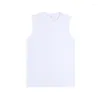 Magliette da uomo Canotte O-Collo Gilet senza maniche Gilet fitness in cotone elastico maschile T-shirt tinta unita uomo