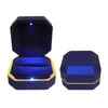 Jewelry Pouches Luxury Bracelet Box Velvet Storage Case Organizer Holder With LED Light Black