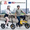 Cyklar oss vuxen folka ebike 14 tum 250W 36V 10Ah Rovab litium batteri barn mini full fjädring stad ektric cykel q231129