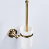 Antika badrumstillbehör Set Bronze Toalettpappersrulle Roll Holder Badrum Dusch Soot Dish Robe Hook WC Brush Holder Handduk Ring308e