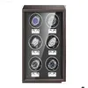 Caixas de relógio Casos Winder Box Matic Madeira Luxo Highend 6 Slot Es Antimagnético Mute Case Relógio S J220825 J220906237R5106884 Drop Delive Dh9O3
