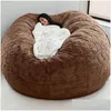 Housses de chaise Ers D72X35In NT Fourrure Bean Bag ER Big Round Soft Fluffy Faux Beag Lazy Canapé-lit Salon Meubles Drop Livraison Accueil Dhbiu