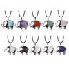 Collane con ciondolo Collana con pietre preziose di elefante per donne Ragazze Moda Vintange Animale Collana girocollo in cristallo di quarzo