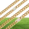 10 mm 12 mm goud Miami Iced Out Cuban Link Chain Stainls Steel Necklace Men039S Hip Hop Jewelry261J8499227