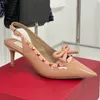 Nuove scarpe eleganti con papillon squisiti sandali firmati slingback da donna in vernice alta 6 cm tacchi alti 35-42 rivetto fine con tinta unita tutto