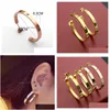 Hoop Huggie Classic Luxury Designer 35mm Large Diamond Love 316l Rostfritt stål 18K Gold Rose Sier Women Earrings Girls Wedding J Dhuew