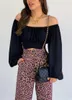 Women's Blouses European And American Short Style Tops Women's Long Lantern Sleeve Slash Neck Sexy Midriff-baring Lace-up Shirts SY2532