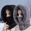 Bandanas 1PC Winter Woman Kobiet Futro Cap Zestaw Zestaw z kapturem ciepłe kaszmirowe podgrzewanie szyi na zewnątrz jazdy na narciarstwa wiatrowoodporne czapki kapeluszowe czapki