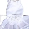 Cão vestuário gato vestido de casamento flores pérolas design pet filhote de cachorro vestidos de festa outfitvaiduryd