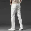 Calças de brim masculinas 2022 novo estilo clássico calças de brim brancas masculinas algodão casual negócios estiramento fino ajuste calças jeans moda marca l231129