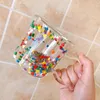 Muggar Holaroom Multicolor Heart -formade Quicksand Cup Creative Double Layer Glass Cup Coffee Mug Milk Tea Juice Water Glass Drinkware 231129