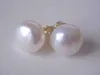 أذن الكفة المذهلة AAA 1211mm Natural South Sea White Pearl Stud arring14k20 231129