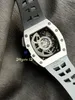 KU / KV 001 RMAC2 Роскошные мужские часы, многофункциональные часы с хронографом, 50*42,70 мм, резиновый ремешок, тонкий стальной корпус, 7750, автоматический механический хронометраж. белый