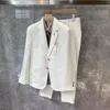 Erkek Suit Blazers Keten Blazer Mens Suit Giyim Lüks Tasarımcı Beyaz S Rahat İş Seti Yüksek Kaliteli Ceket 231128