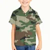 Męskie koszulki Casual Time Camouflage Dzieci Kid Boy Vintage Street Letni rękaw Summer cienki materiał Hawajska koszula Bluzka męska top