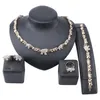 Joyería africana, collar de cristal de elefante, pendientes, oro de Dubái, juegos de joyas para mujer, pulsera para fiesta de boda, anillo Set277j