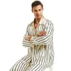 Mens Silk Satin Pyjamas Set Pyjamas PJS Sleepwear Loungewear S - 4XL randig 210918191i
