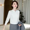 Kvinnors blusar 2023 Spring Autumn Fashion Simple Soild and Shirt for Women Business Work Wear Ol Style Långärmad damblus Tops