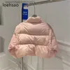 Parkas de plumón para mujer loehsao moda invierno abrigo corto mujer pato blanco abajo a prueba de viento casual al aire libre negro blanco azul rosa chaqueta de mujer L231129