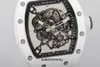 Luxury RM055 Flywheel Luxury Movement Watch Wine Barrel Leisure Business rm055 Fully Automatic Crystal Case White Glue Band Men Swiss Wristwatch 2 M8AZ2ZM1