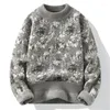 Мужские свитера, мужские свитера 2023, зимний утепленный теплый свитер, осенние шерстяные пуловеры с цветочным узором, размер M-XXXL MY8003