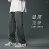 Jeans pour hommes gris bleu noir Baggy hommes mode rétro Harajuku droit Streetwear hip-hop pantalon en Denim ample pantalons pour hommes