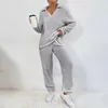 Kvinnors tvådelar Pants Winter Grey Casual Set Women Fashion Sports Suit Korean Löst långärmade toppar/byxor Tvådelade kvinnliga M-XL