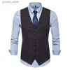 Chalecos para hombres Chaqueta para hombres Chaleco de traje a cuadros Chaleco con cuello en V informal Chaleco de negocios formal para padrinos de boda Q231129