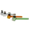 Mini Coloré Pyrex Verre Épais Crâne Style Pipes Herbe Sèche Filtre À Tabac Métal Argent Écran Bol Portable Innovant Handpipes Fumer Porte-Cigarette Tube