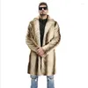 Men's Trench Coats Gradient Imitation Mink Coat Striped Suit Thickened Warm Windbreaker Trendy Fashion Winter Selling