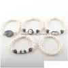 Perlé Mode Beautif 5Pc Ensemble Bracelet Noir / Blanc Bracelets De Perles D'eau Douce Faits À La Main Pavé Drop Livraison Bijoux Dhvvb