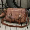 Torby w talii Vintage oryginalna skórzana torba posłańca mężczyźni mężczyźni Crossbody Crossbody Mężczyzna moda swobodny lunch Brown 231128