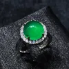 Handgefertigtes Jade-Diamant-Schmuckset aus 925er Sterlingsilber, Verlobung, Hochzeit, Ringe, Ohrringe, Halskette für Frauen, Brautparty-Schmuck