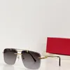 Nieuw modeontwerp vierkante zonnebrillen 0350 Randloos frame Cheetah Metal Temples Simple and Popular Style Versatile Outdoor UV400 Beschermingsglazen
