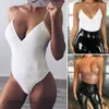 Damen Overalls Strampler Sexy V-Ausschnitt Pailletten Kurzer Strampler Overall Ärmellos Stretch Party Trikot Lady Bodysuit Top Tanga Body Suit T Sh