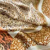 Scarves Luxury Print Silk Square Scarf Women Leopard Soft Satin Bag Ribbon Hairband Kerchief Neckerchief Hijab Female Headband Foulard J230428