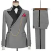 Costumes pour hommes Blazers 2 pièces solide hommes revers coupe ajustée costumes décontractés mariage robe d'affaires ensemble Tuxedos marié Terno Masculino BlazerPants 231128