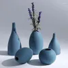 Vasos azul preto cinza 3 cores europeu moderno fosco vasos de cerâmica flor receptáculo vaso mesa ornamentos casa mobiliário art298j